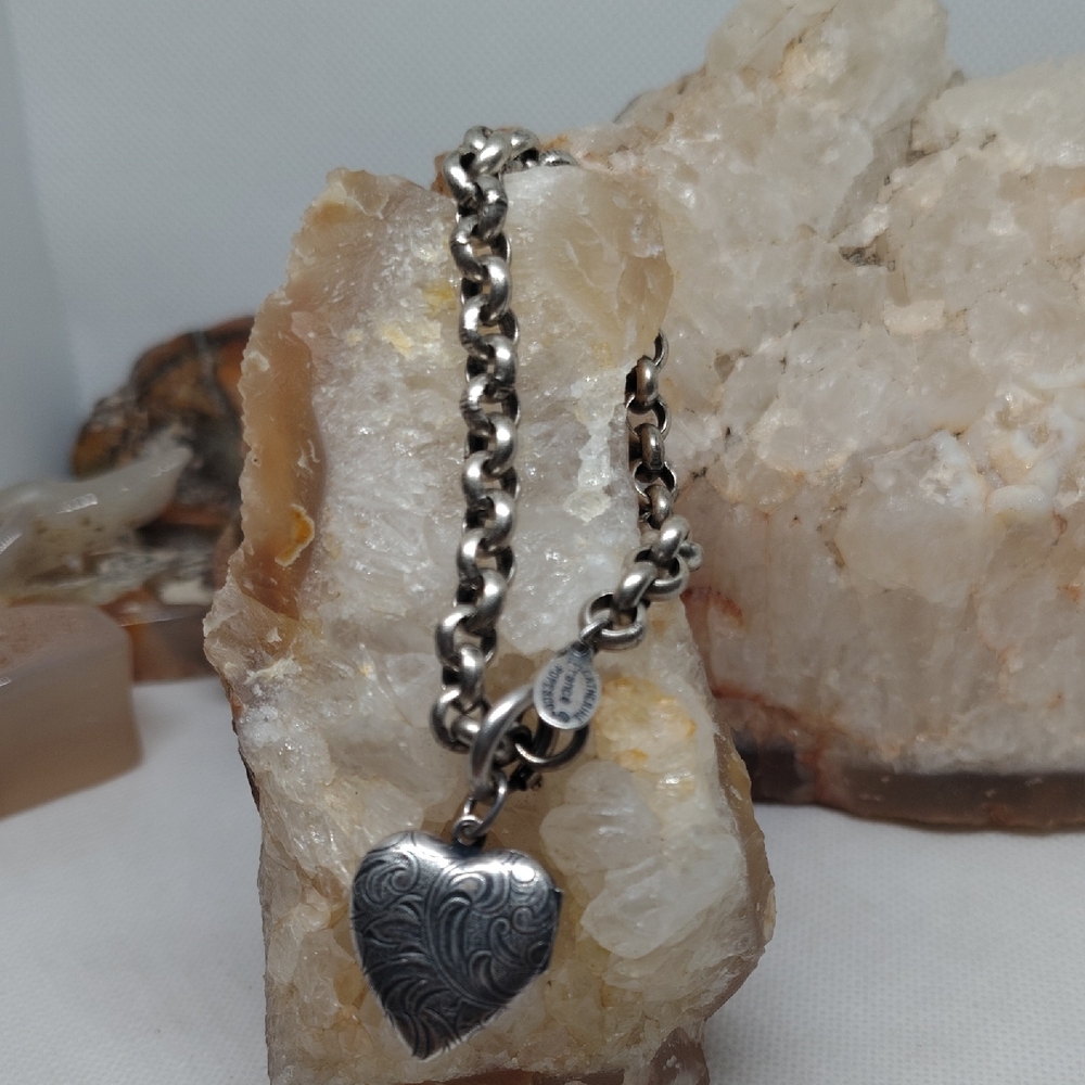 Catherine Popesco France Silver Heart Locket Bracelet Signed.